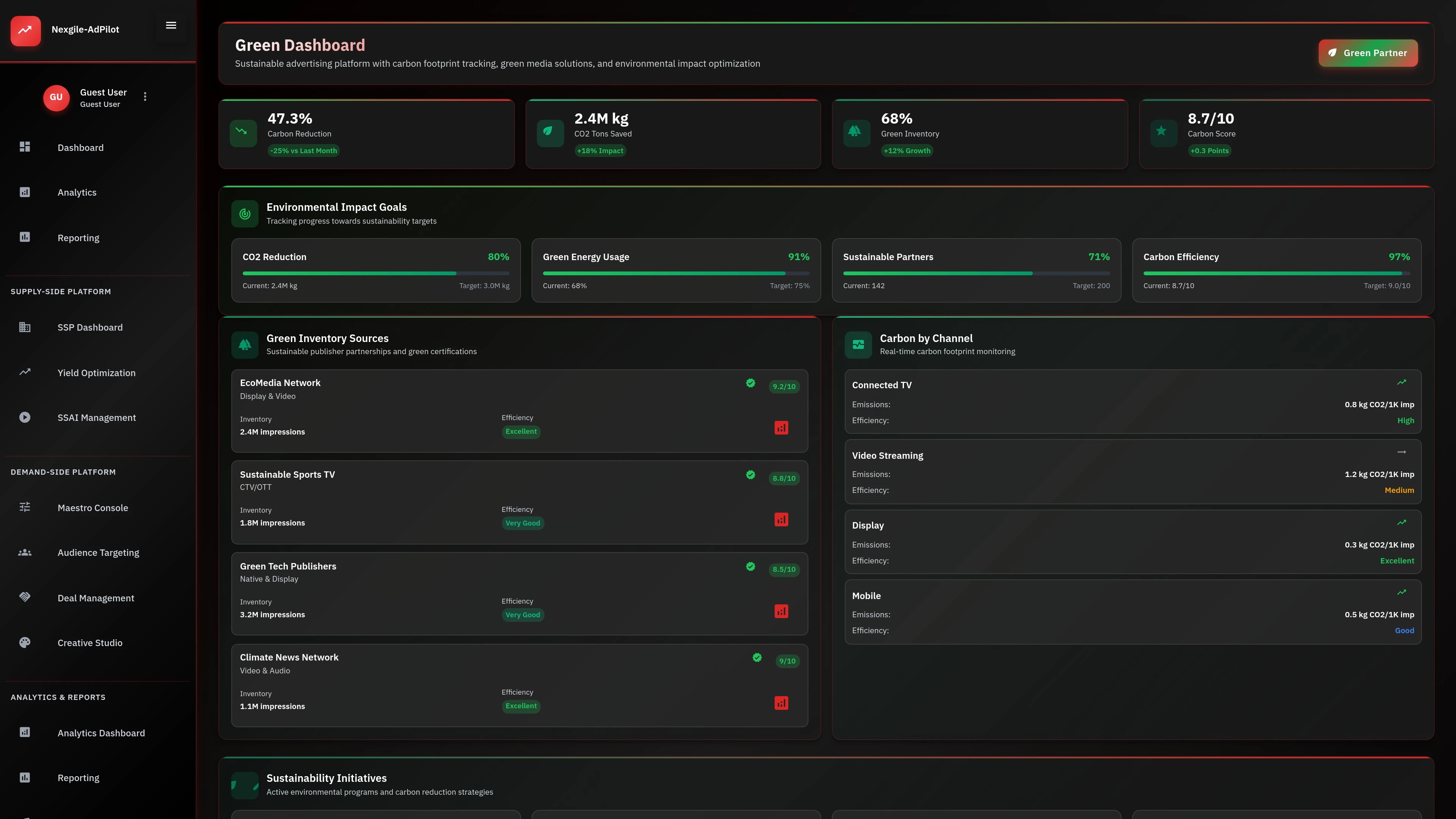 Nexgile-AdPilot Command Green Media Dashboard