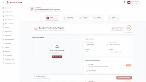 Input Hub - Upload CAD files, PDFs, and specifications for quotation analysis