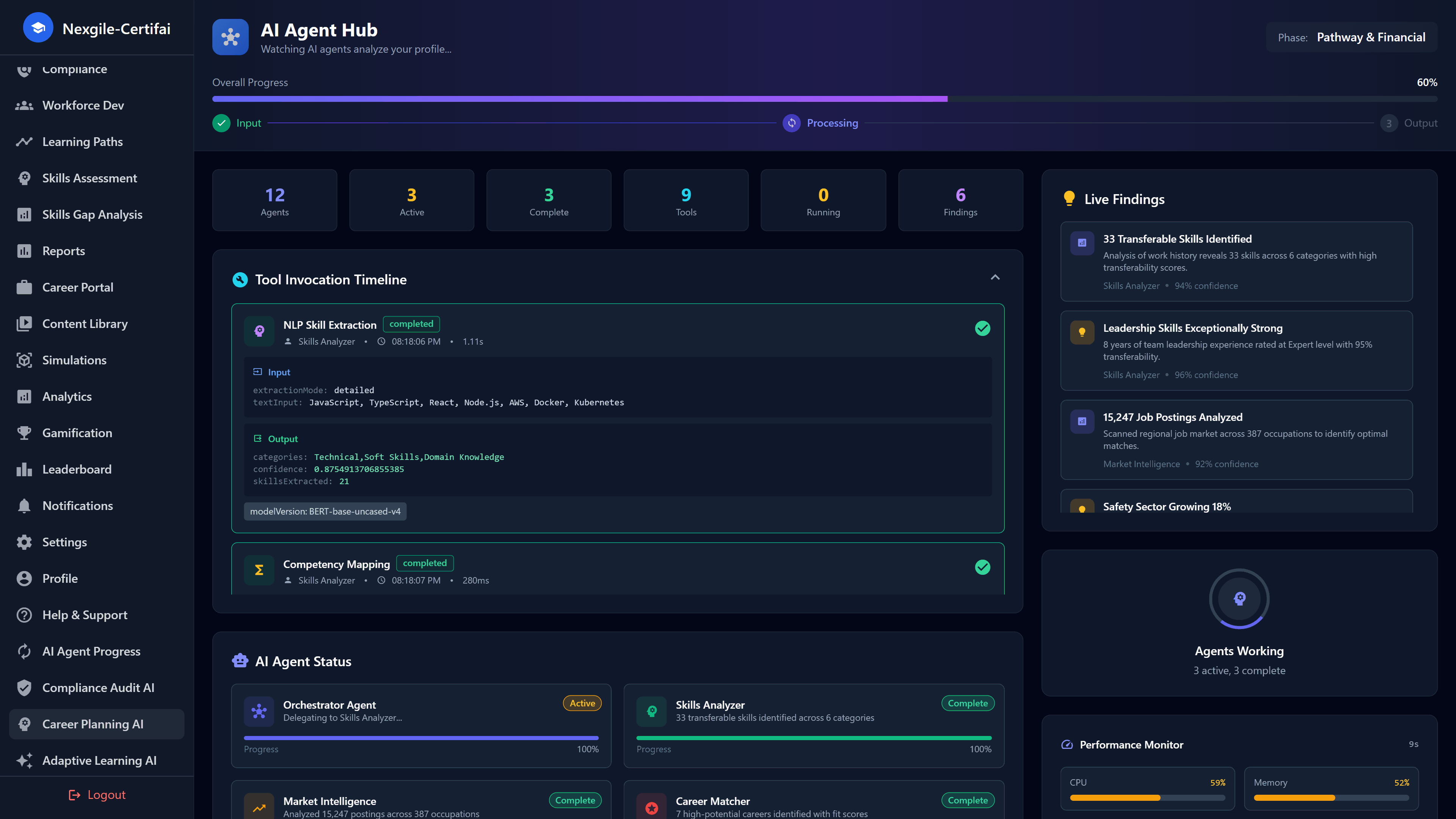 AI Agent Hub - Multi-agent career analysis with skills extraction and live findings