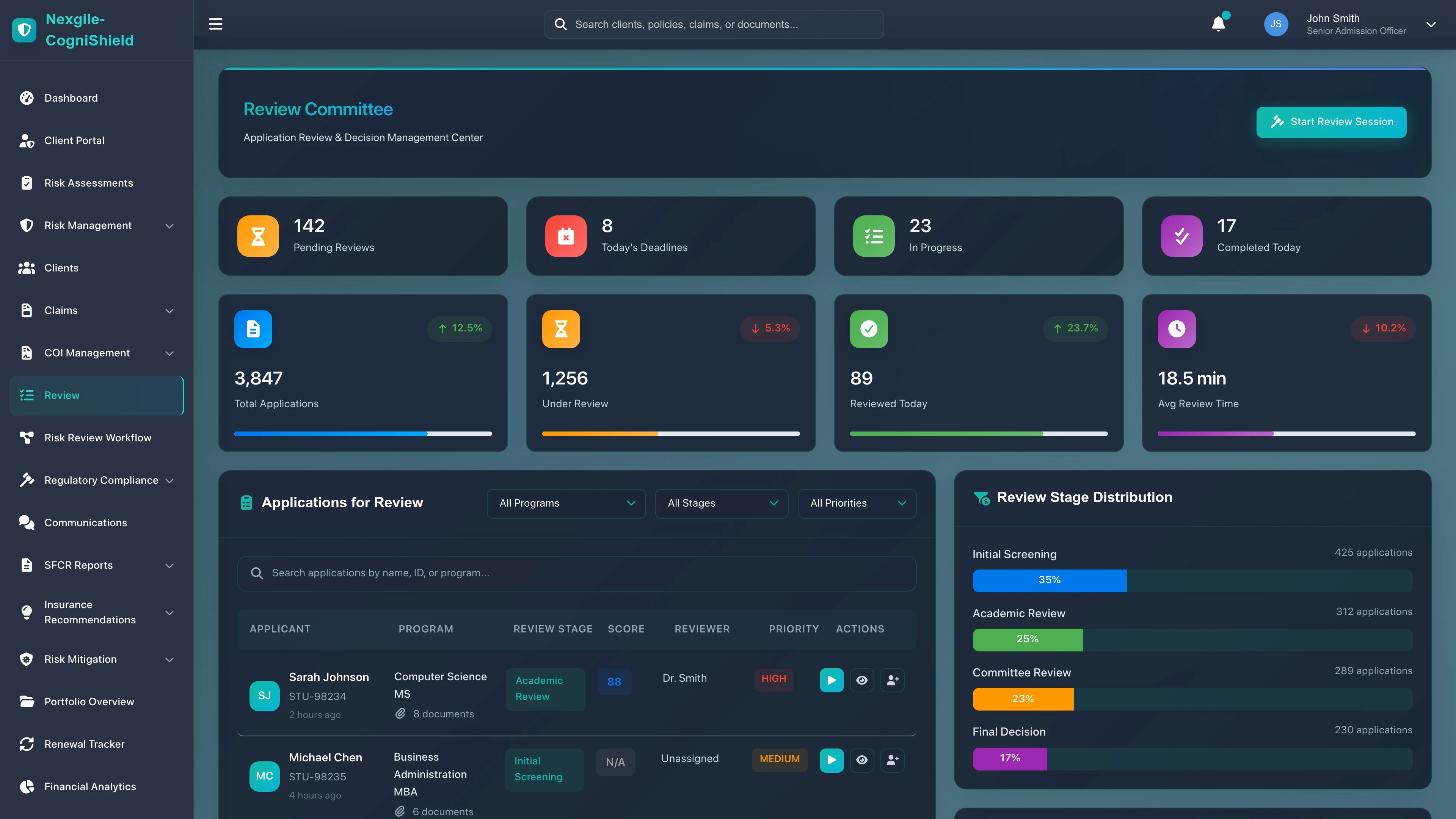 Portal Review Screen