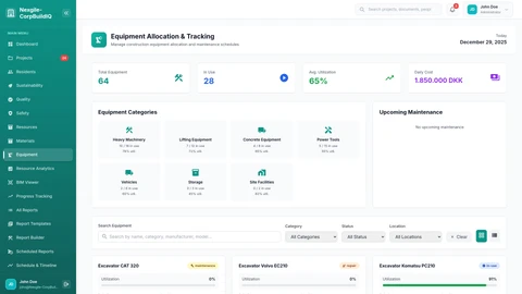 Equipment Management Portal - Main View