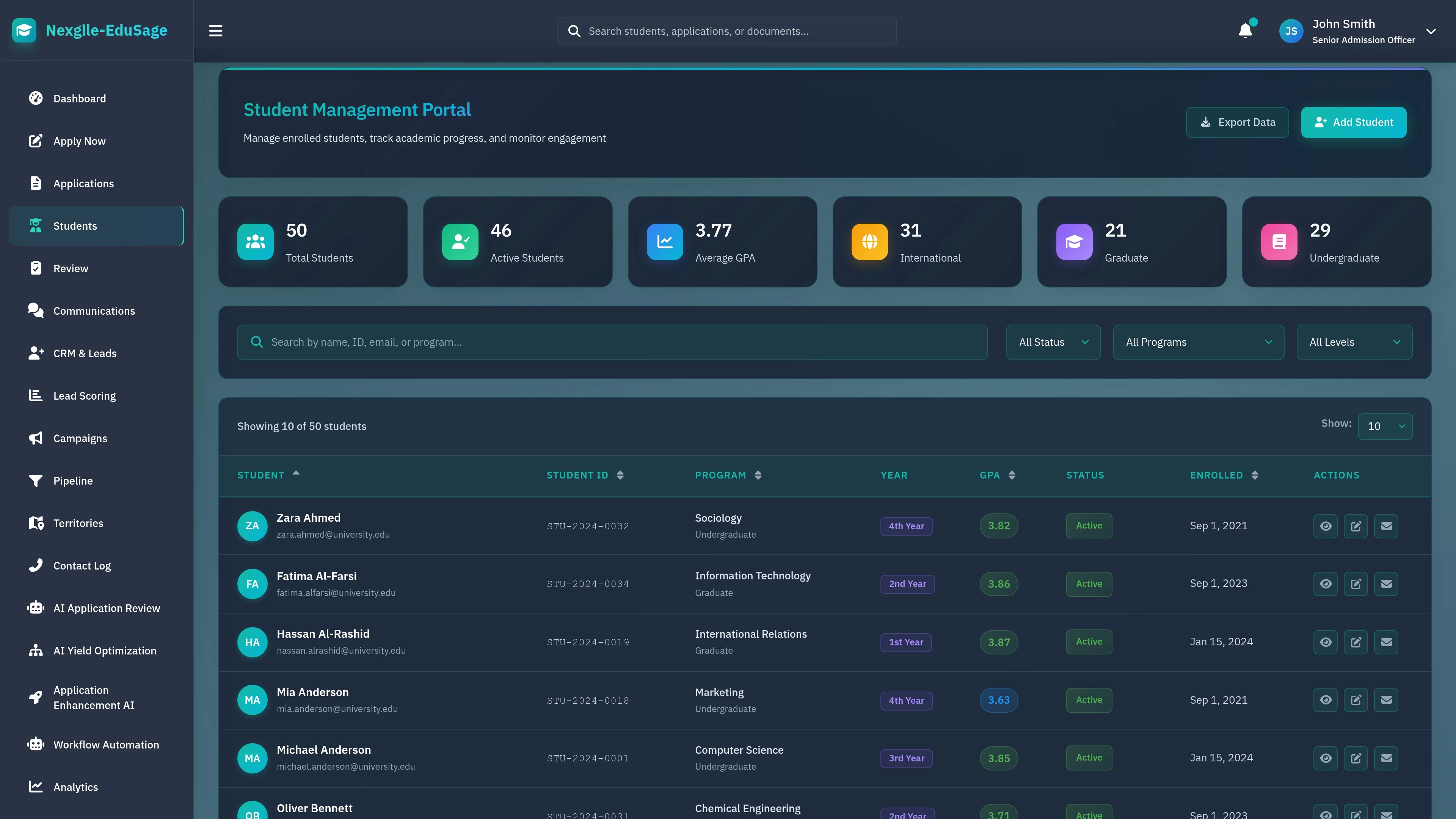 Nexgile-EduSage Gateway - Student Portal Dashboard