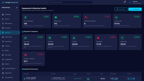 Equipment Management Portal - Real-time equipment monitoring and management interface