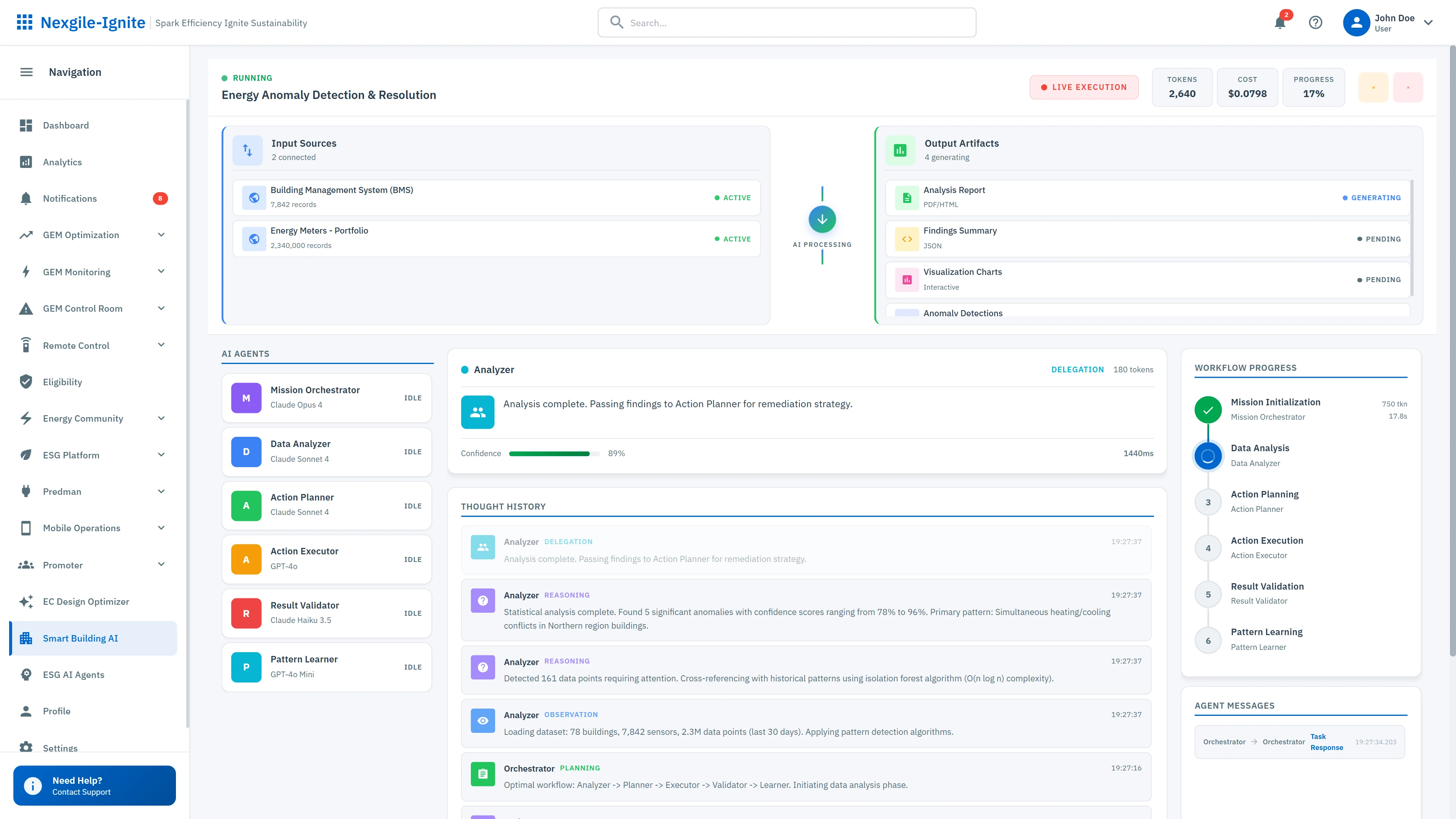 Real-Time Agent Execution Console - Live monitoring of AI agent collaboration with execution flow and cross-agent insights