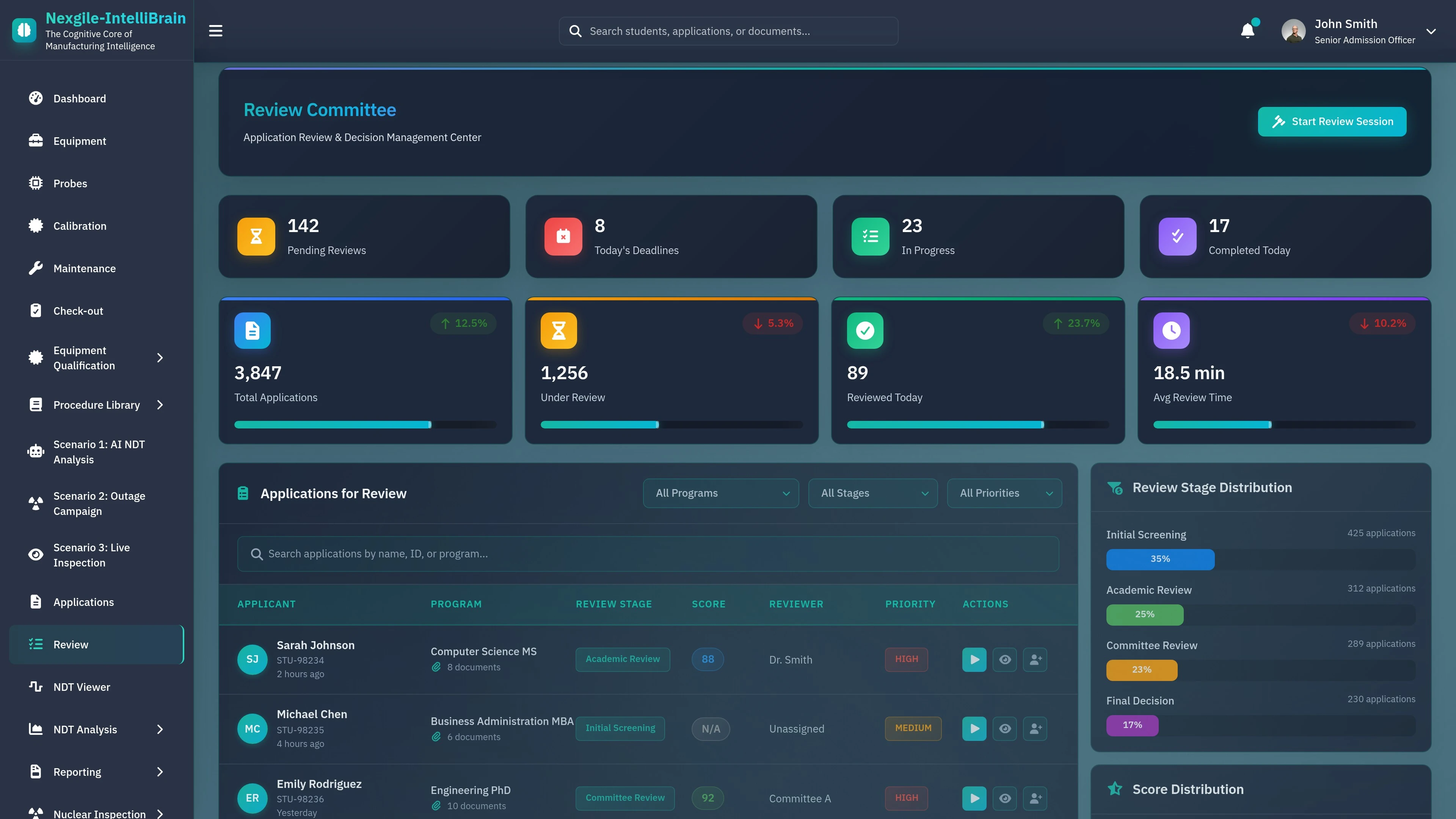 Review & Approval Interface - Multi-level inspection workflow with Level 2 technician analysis, Level 3 specialist peer review, engineering assessment, and client acceptance
