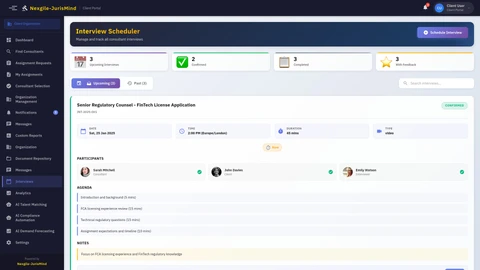 Interviews Page - Schedule and manage consultant interviews