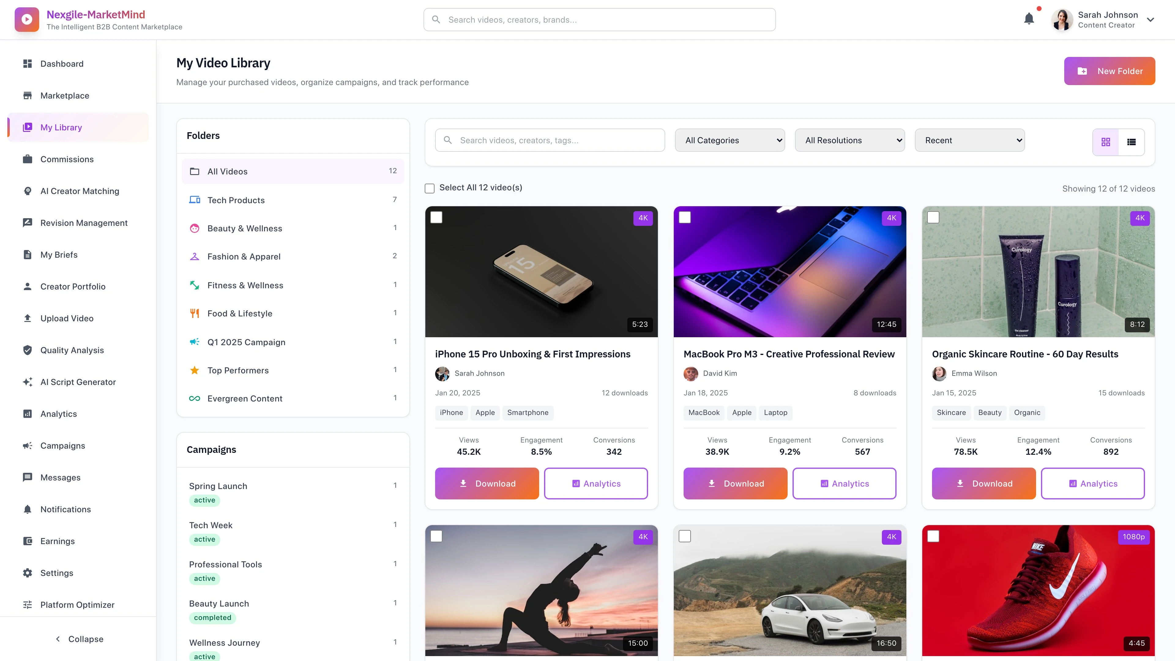 Video Library - Browse and manage video content