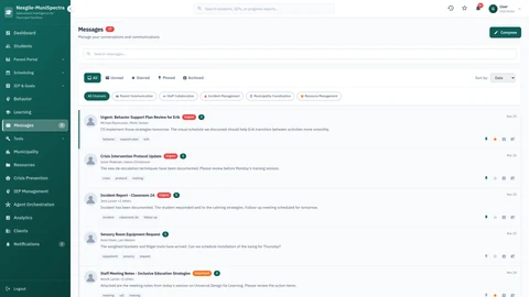 Messages Interface - Secure multi-stakeholder communication and collaboration platform
