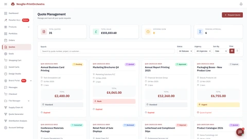 Nexgile-PrintOrchestra Hub - Quotes Page