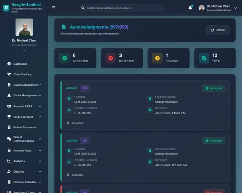 Claims Acknowledgments Portal Interface