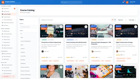 Course Catalog - Browse and discover available training courses with advanced filtering and search capabilities