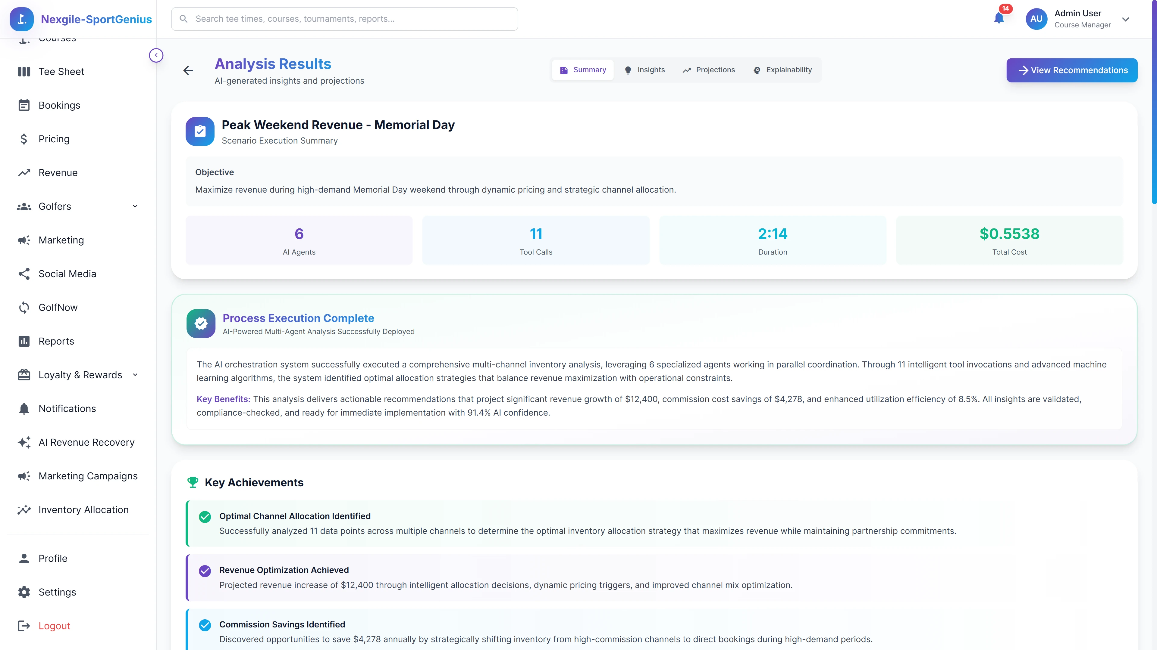 Strategic Analysis Results - Comprehensive insights showing optimal channel allocation, revenue projections, and commission savings opportunities