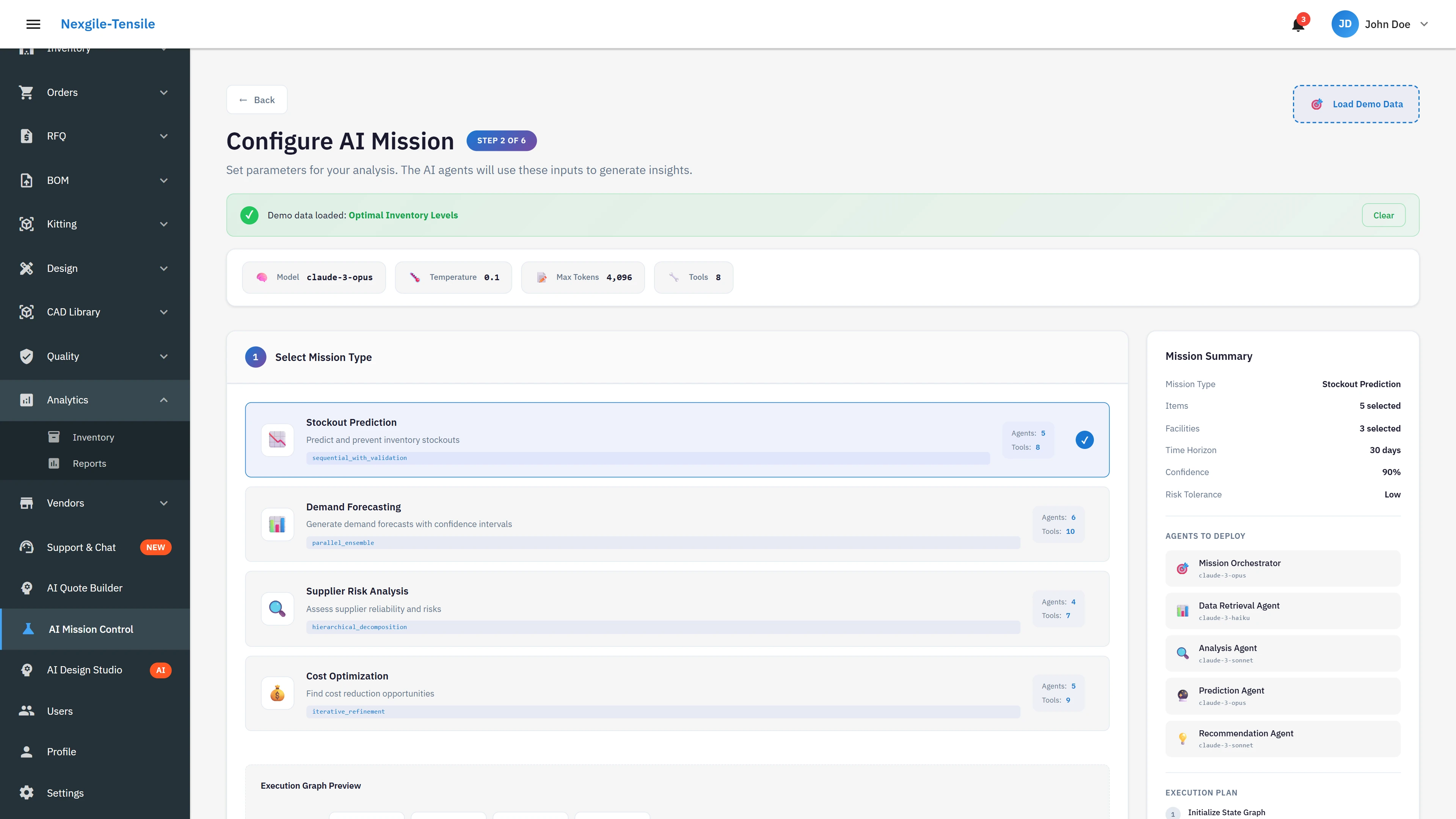 Supply Chain Dashboard - Real-time inventory monitoring and risk indicators