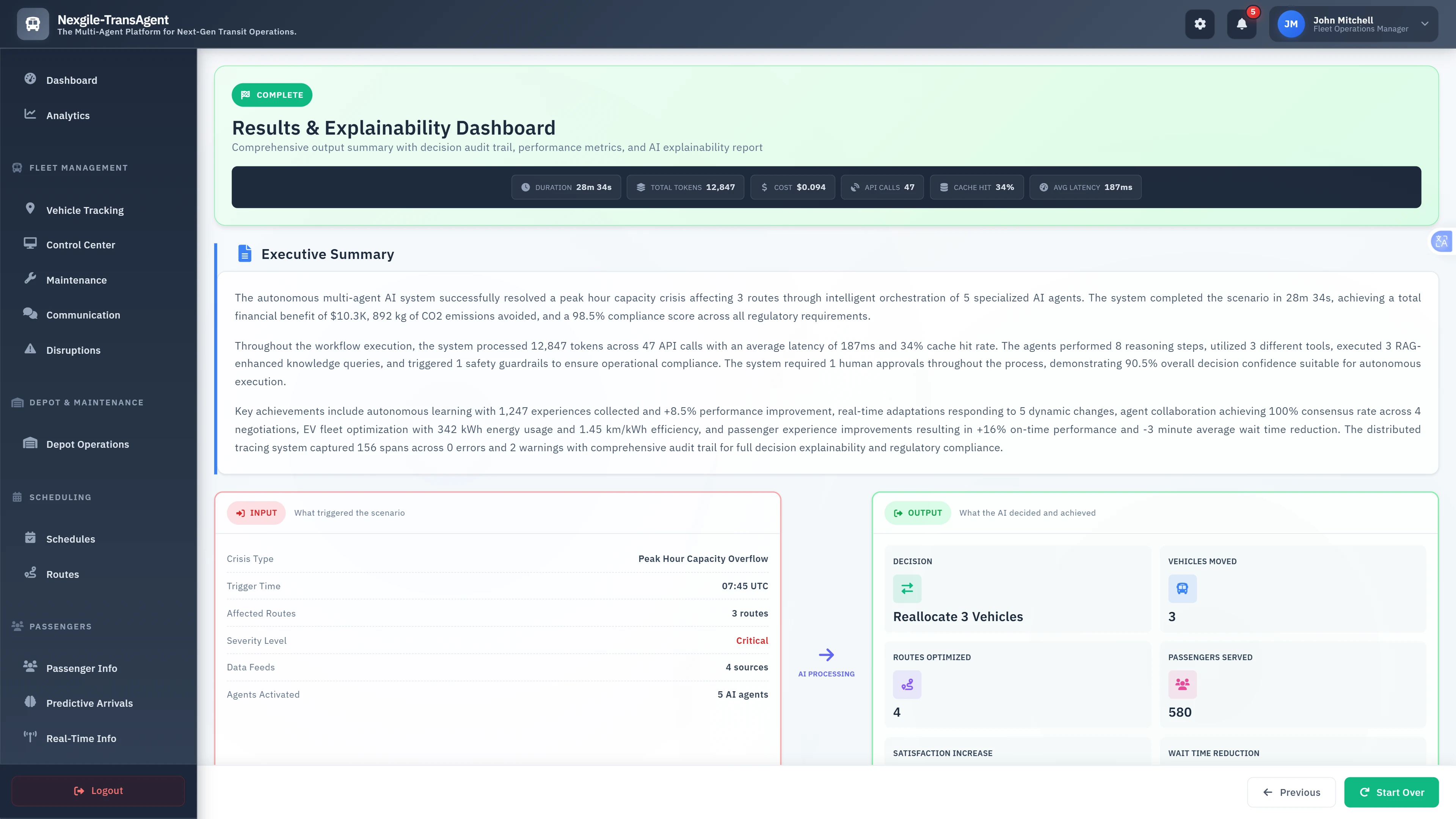Results & Explainability Dashboard