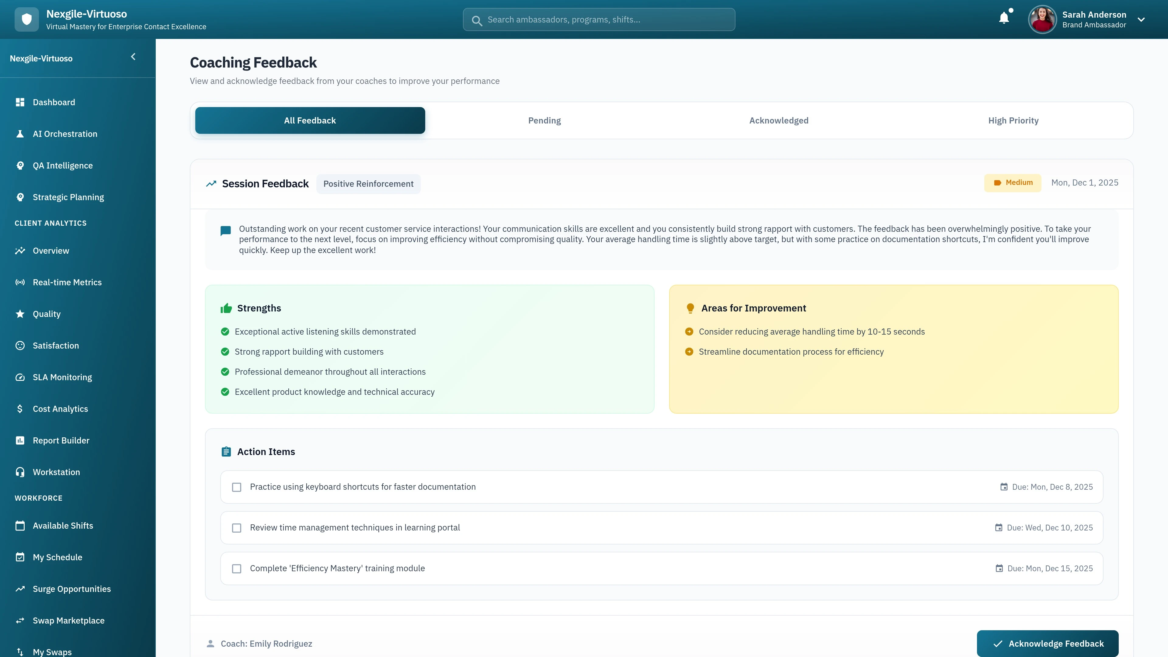 Feedback Portal - Brand Ambassador feedback submission interface