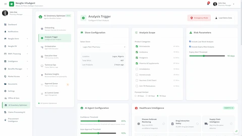 Analysis Trigger - Configure inventory analysis scope with product categories, risk parameters, and AI agent confidence thresholds for intelligent decision-making