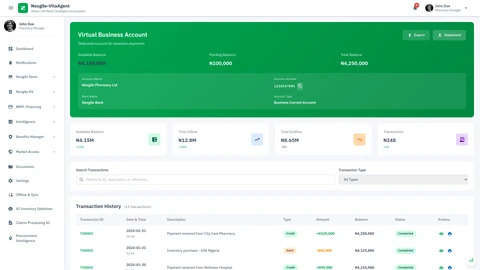 Nexgile RX Virtual Account Management Interface