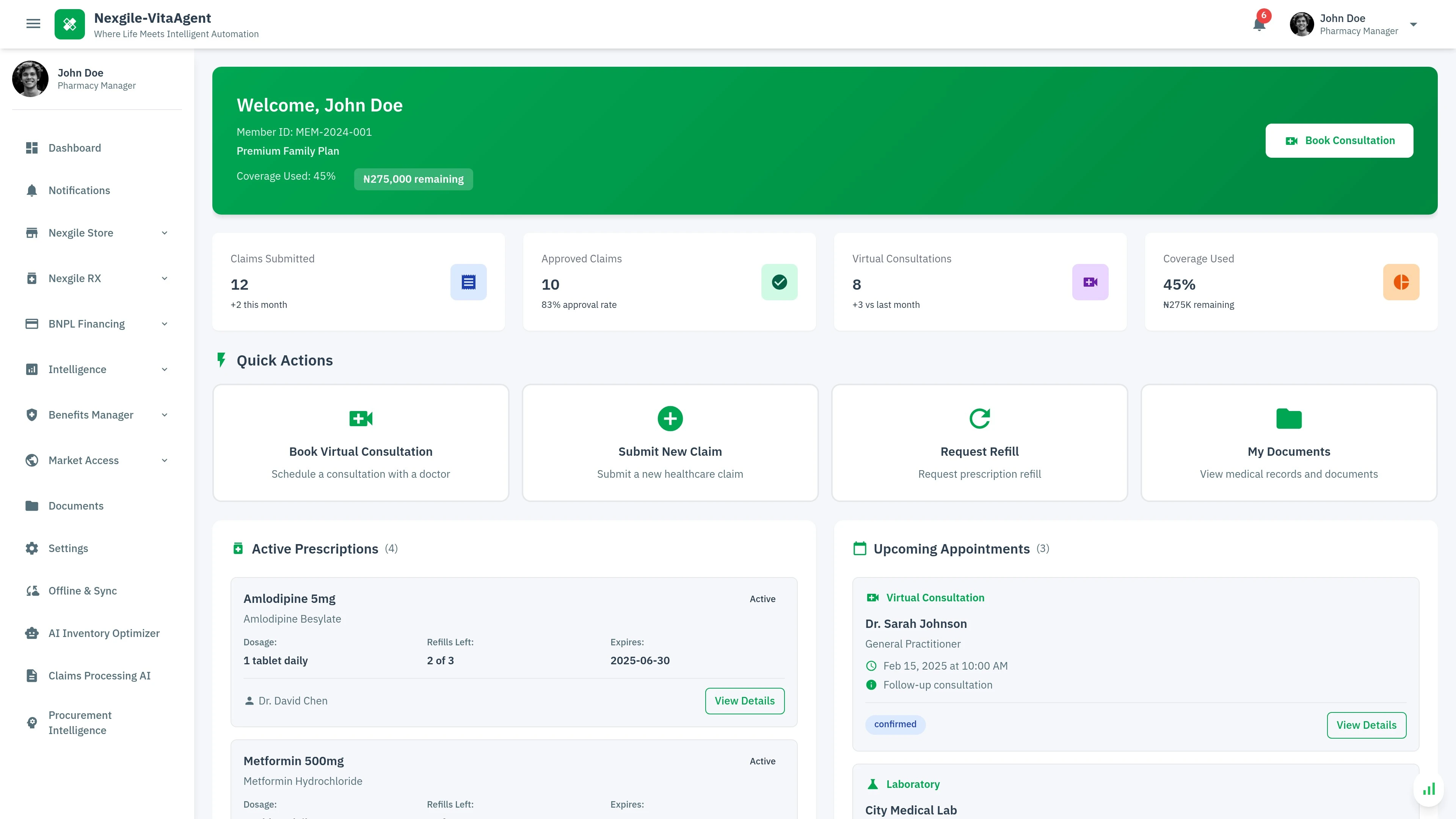 Benefits Manager Member Portal - Streamlined medication delivery and clinical pharmacy services interface