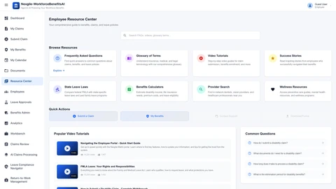 Resource Center - FAQs, video tutorials, glossary, state law summaries, provider search tools, and benefits calculators